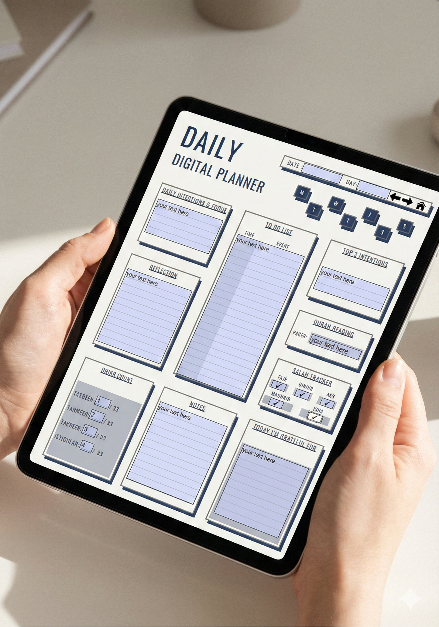 Islamic Daily Digital Planner – Hyperlinked iPad Planner (Undated)