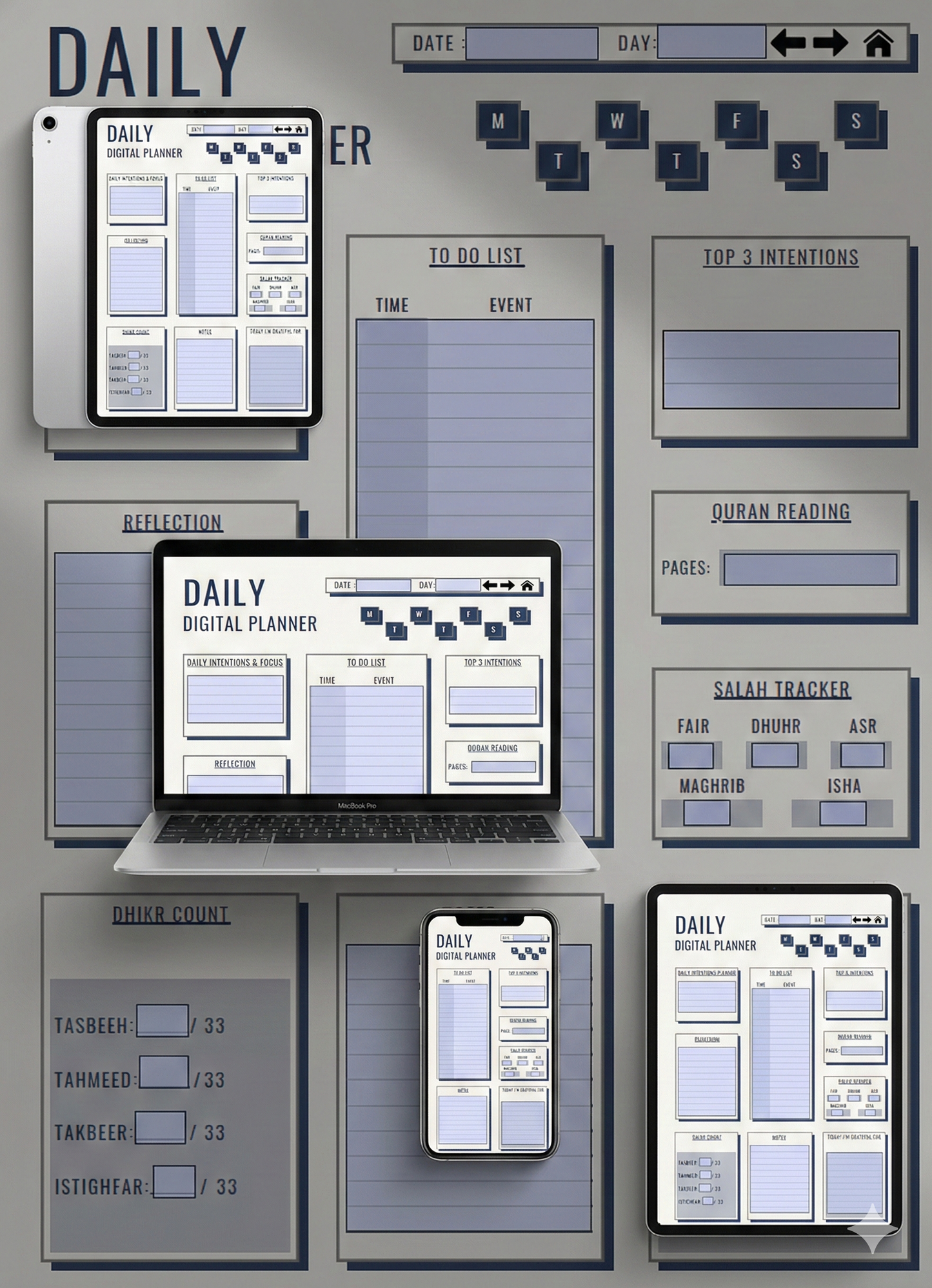 Islamic Daily Digital Planner – Hyperlinked iPad Planner (Undated)