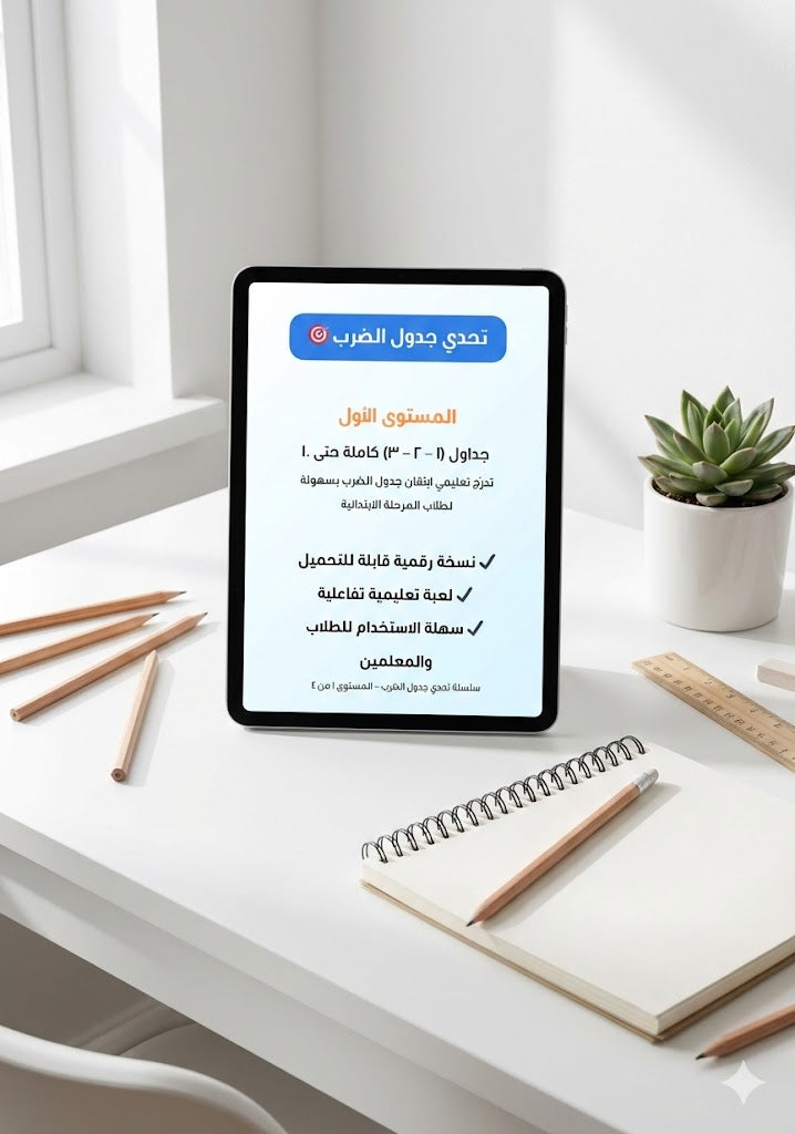 باقة تحدي جدول الضرب القابلة للتعديل | اربع مستويات + اختبارات تفاعلية (نسخة قابلة للتخصيص)