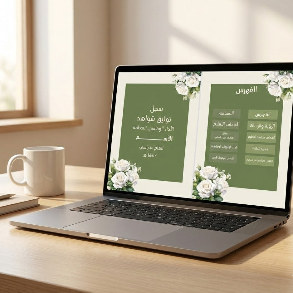 ملف إنجاز معلمة جاهز وقابل للتعديل | تصميم أنيق بكانفا