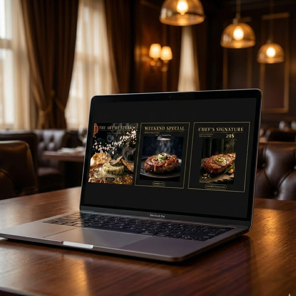 Luxury Steakhouse Instagram Content Kit (10 Editable Canva Templates)باقة تصاميم إنستغرام فاخرة لمطاعم الستيك | قوالب Canva قابلة للتعديل لزيادة الحجوزات