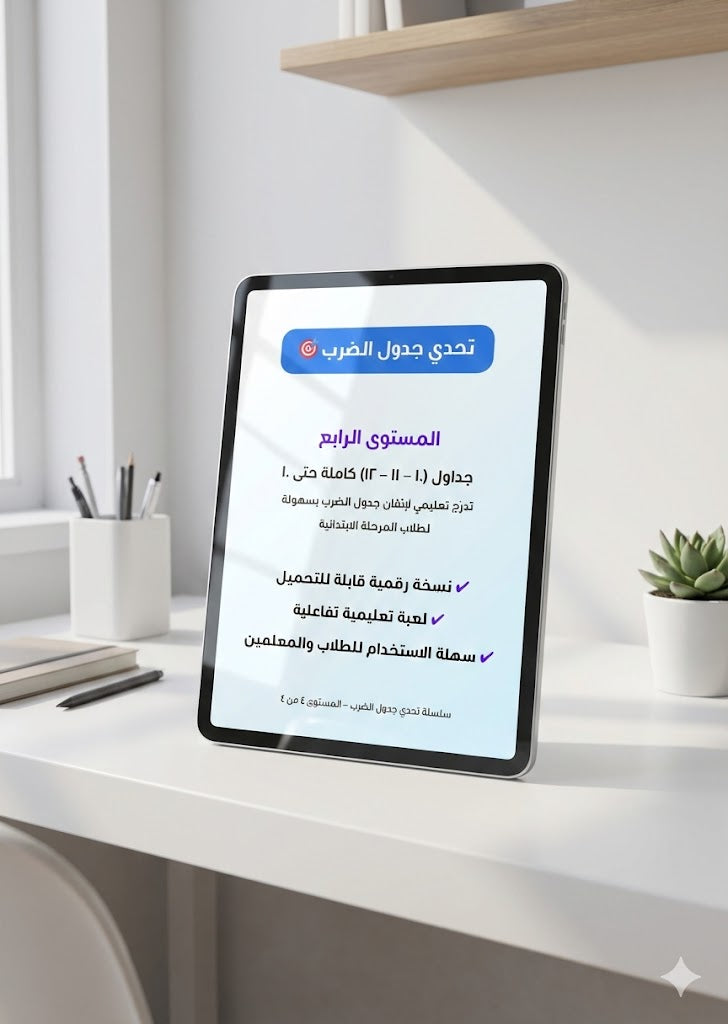 تحدي جدول الضرب – المستوى الرابع | جداول 10–11–12 + اختبار شامل 15 سؤال